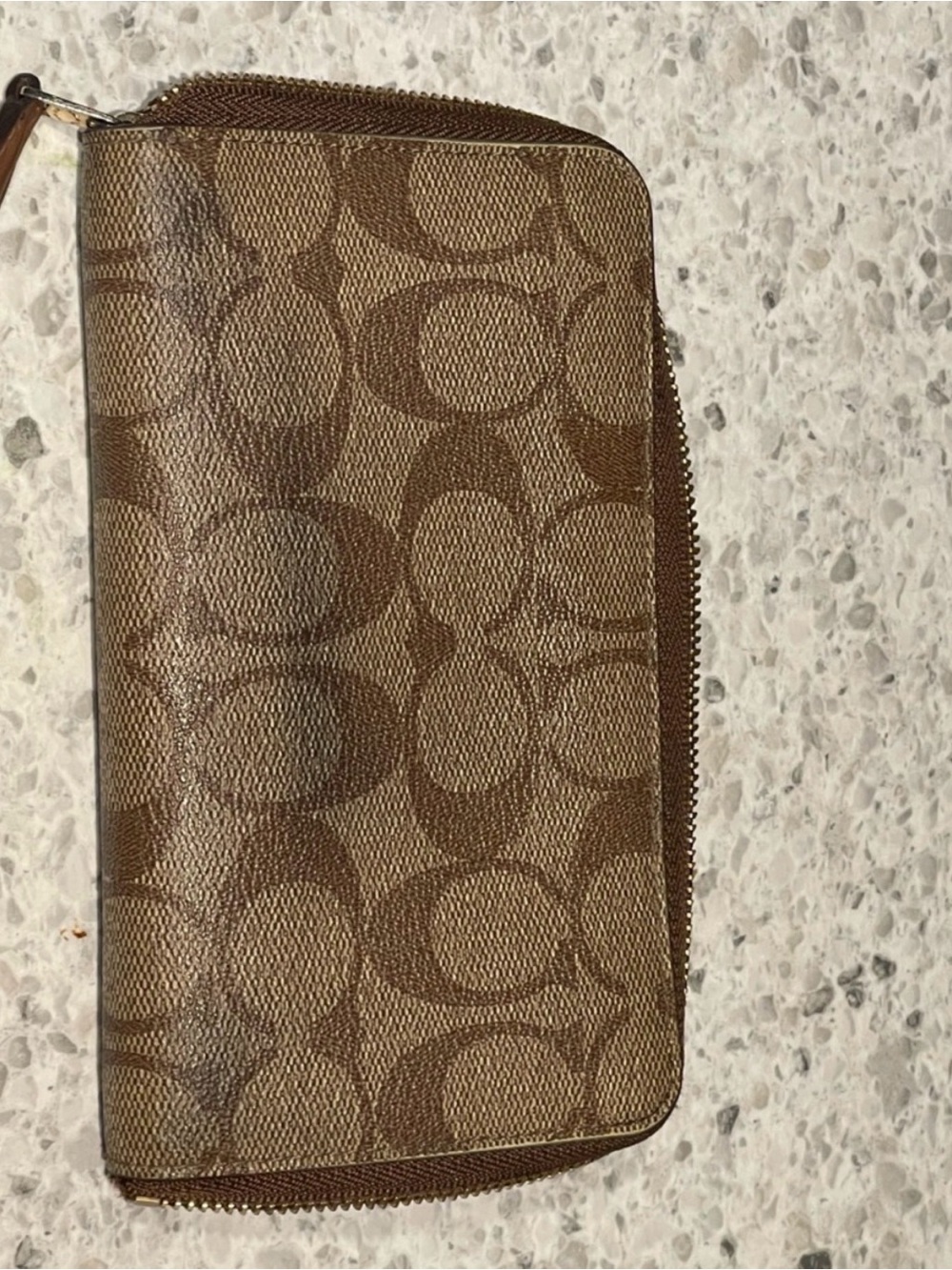 Coach Brown Signature Canvas Zip Wallet with Logo Plaque - Picture 5 of 5